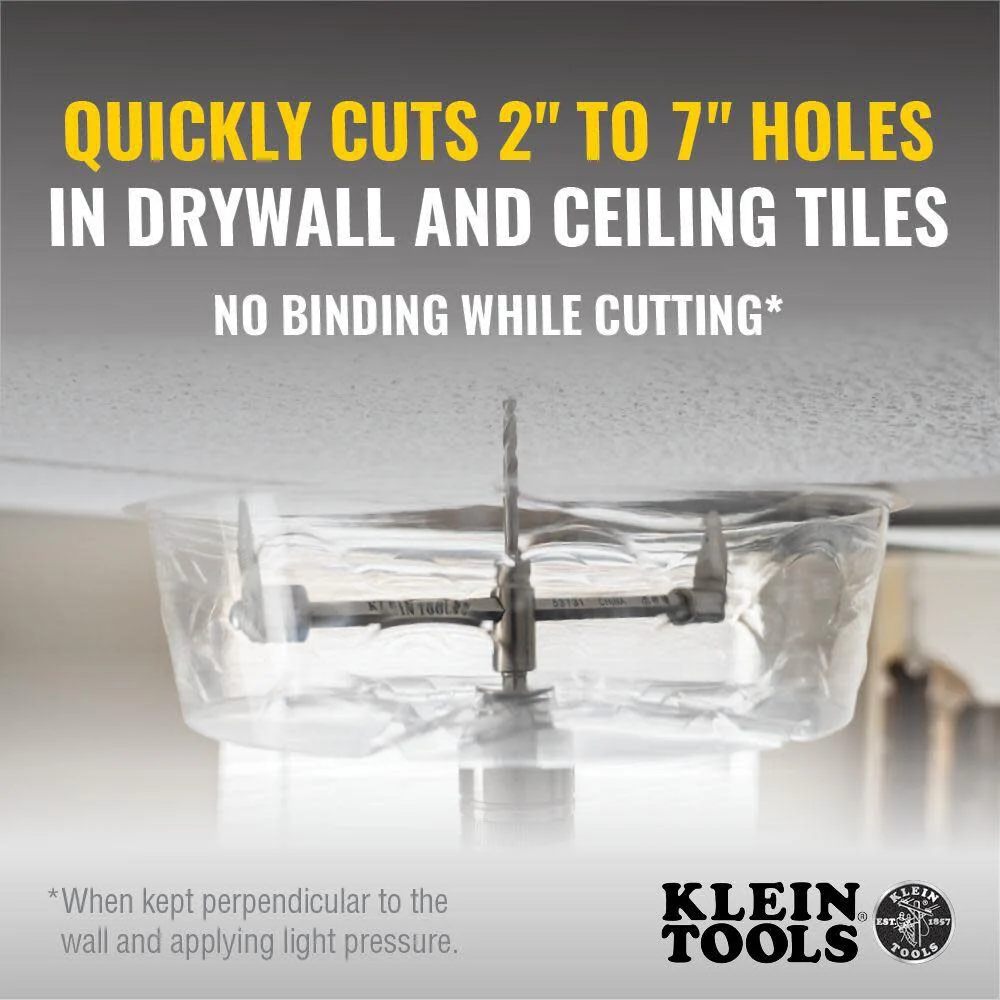 Klein Tools 53731 Hole Saw, Adjustable Saw Cutter with Dust Shield for Cutting Drywall and Ceiling Tile for Recessed Lights - Image 3