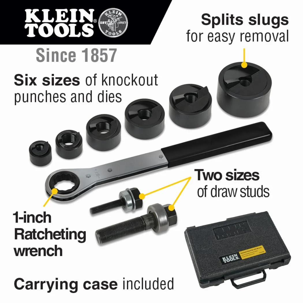 Klein Tools 53732SEN Knockout Punch Set with Wrench - Image 2