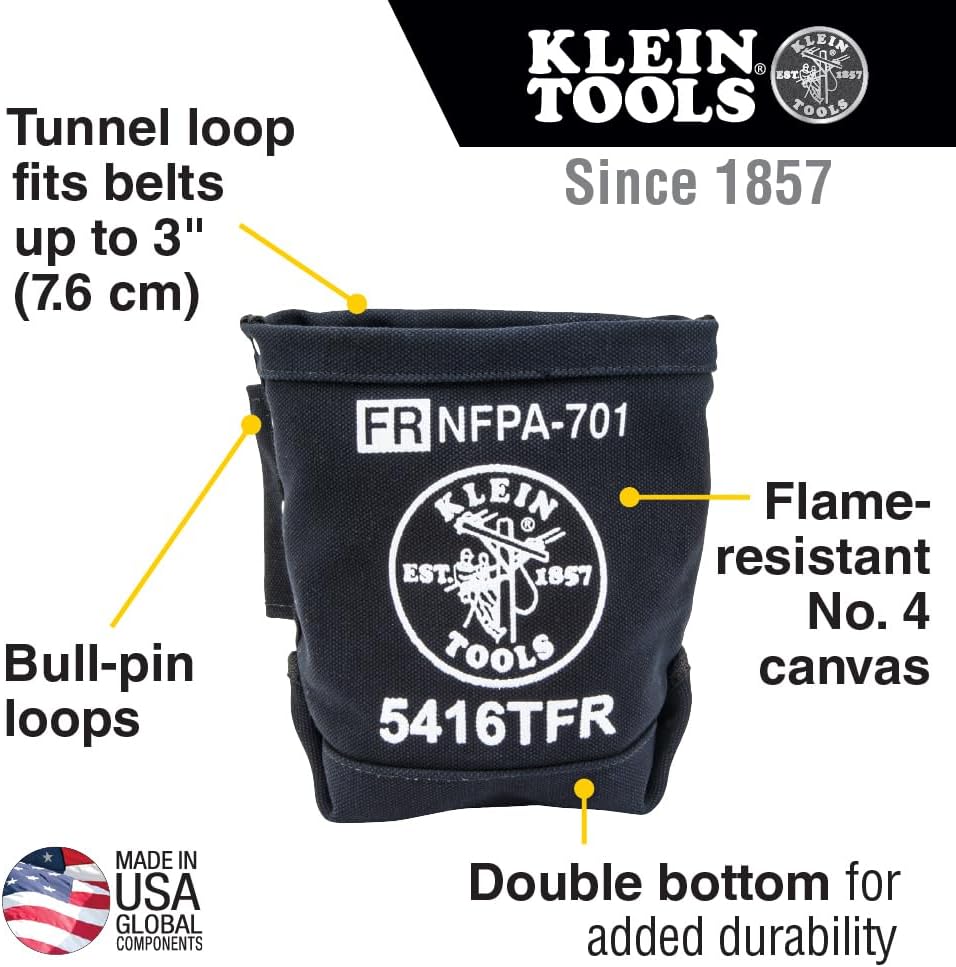 Klein Tools 5416TFR Tool Bag, Flame Resistant Canvas Bag for Bolt Storage with Double Reinforced Bottom and Tunnel Connect, 5 x 10 x 9-Inch - Image 2