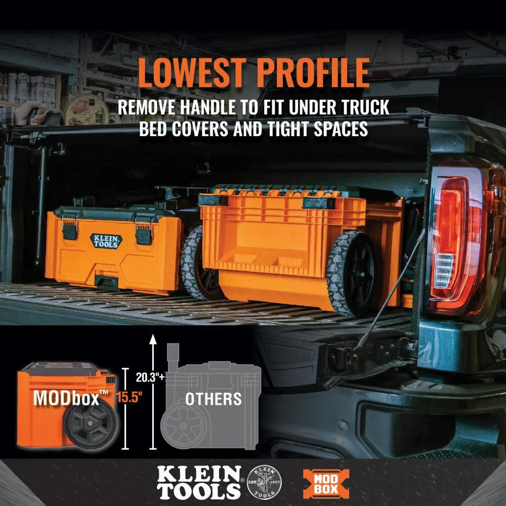 Klein Tools 54802MB MODbox Rolling Toolbox, Modular Tool Storage System with Side Mounting, 10-Inch Rubber Wheels, Removable Handle - Image 5