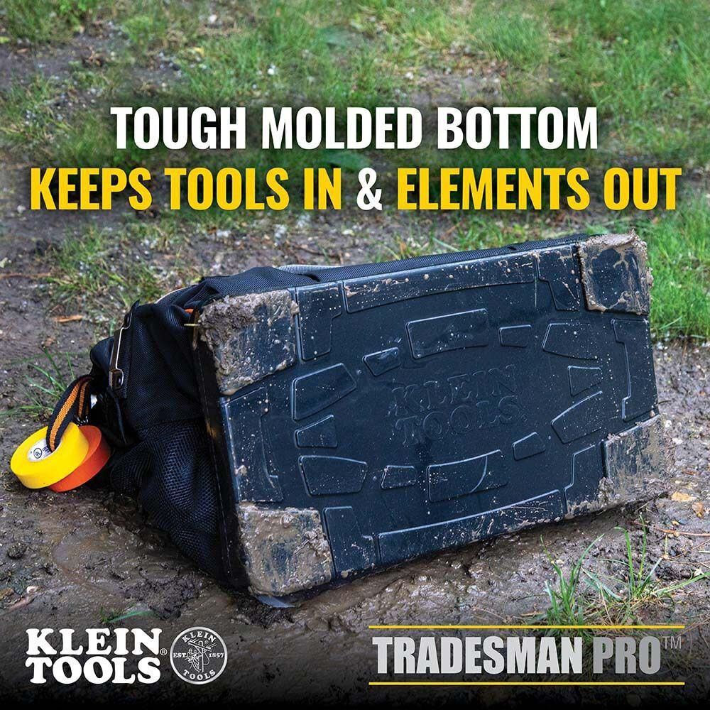 Klein Tools 55469 Tradesman Pro Wide-Open Tool Bag Made of 1680 Ballistic Weave with Molded Bottom and Detachable Shoulder Strap - Image 2