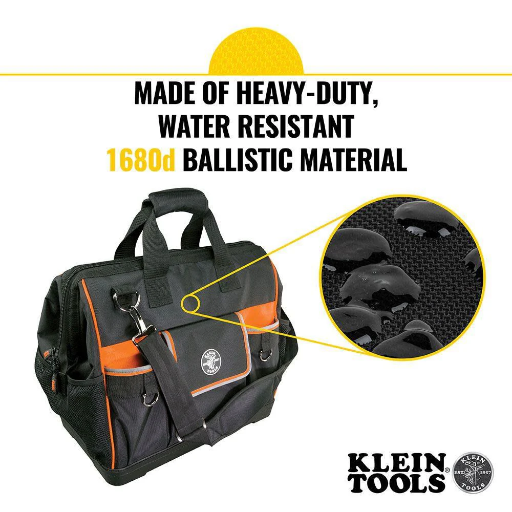 Klein Tools 55469 Tradesman Pro Wide-Open Tool Bag Made of 1680 Ballistic Weave with Molded Bottom and Detachable Shoulder Strap - Image 4
