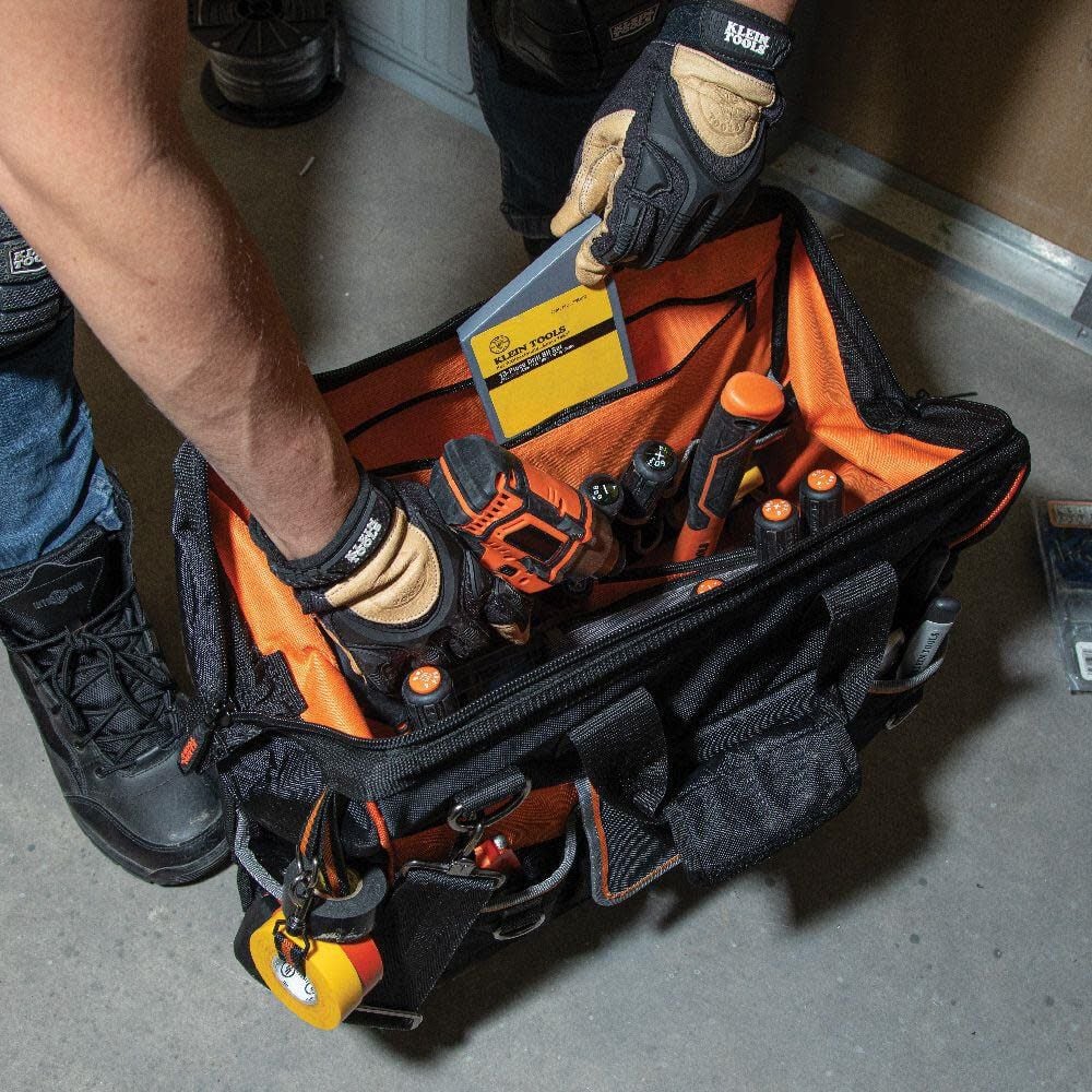 Klein Tools 55469 Tradesman Pro Wide-Open Tool Bag Made of 1680 Ballistic Weave with Molded Bottom and Detachable Shoulder Strap - Image 7