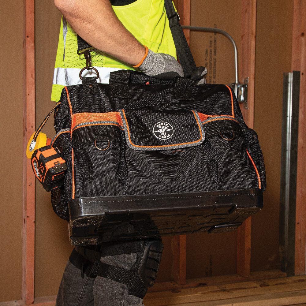 Klein Tools 55469 Tradesman Pro Wide-Open Tool Bag Made of 1680 Ballistic Weave with Molded Bottom and Detachable Shoulder Strap - Image 9