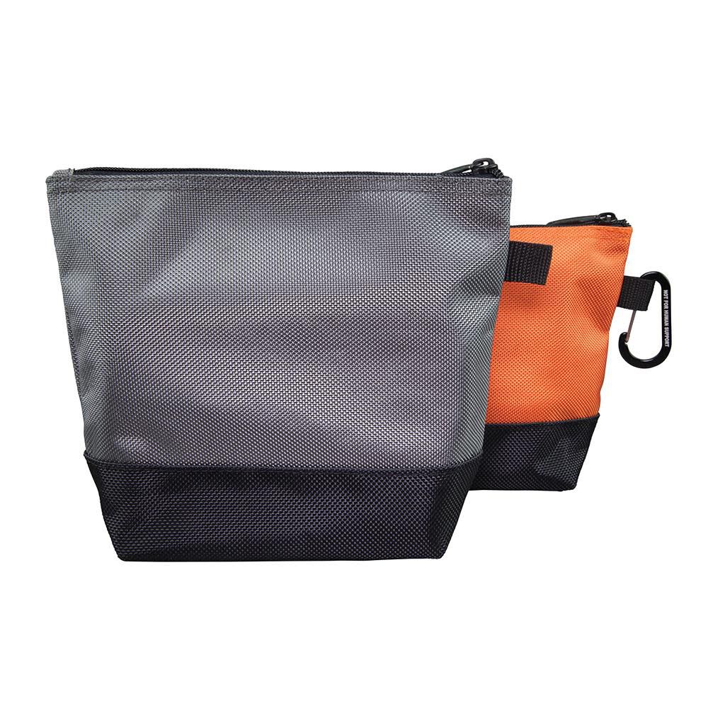 Klein Tools 55470 Utility Bag, Stand-Up Zipper Tool Bags, Tough 1680d Ballistic Weave, Reinforced Bottoms, Orange/Black, Gray/Black, 2-Pack - Image 5