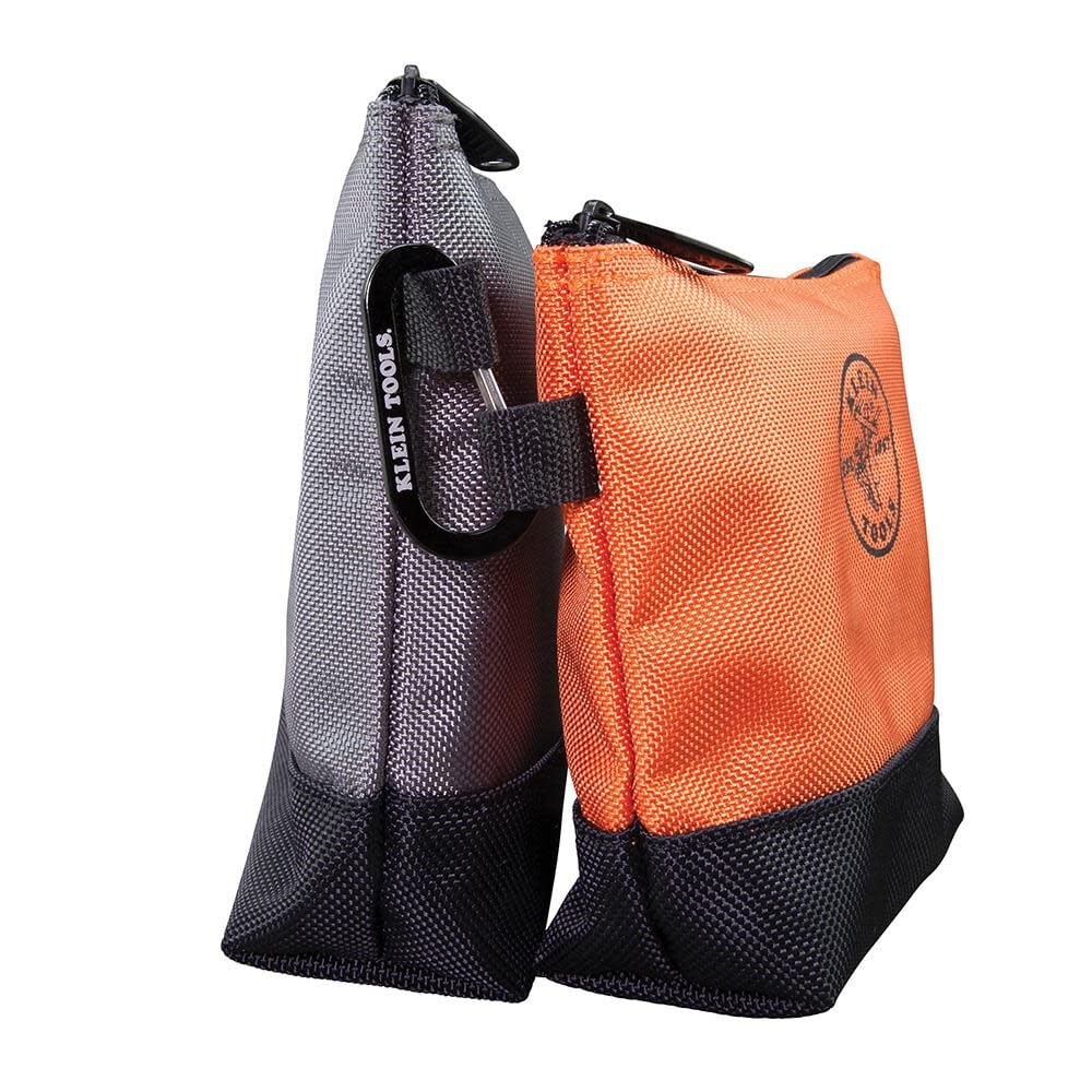 Klein Tools 55470 Utility Bag, Stand-Up Zipper Tool Bags, Tough 1680d Ballistic Weave, Reinforced Bottoms, Orange/Black, Gray/Black, 2-Pack - Image 6