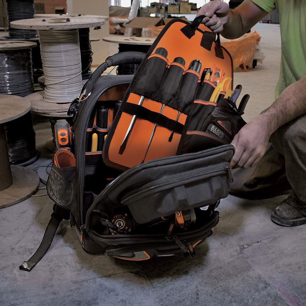 Klein Tools 55485 Tool Bag Backpack, Durable Electrician Backpack with 48 Pockets for Hand Tools, Waterproof Bottom, Removable Tool Carrier - Image 6