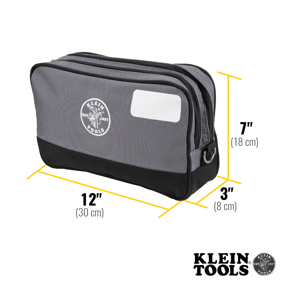 Klein Tools 55583 Double Zipper Bag, 12 x 7-Inch, Gray - Image 3