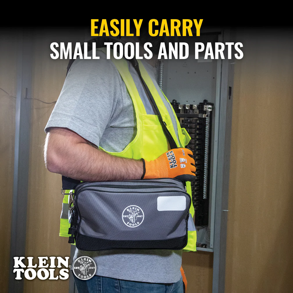 Klein Tools 55583 Double Zipper Bag, 12 x 7-Inch, Gray - Image 4
