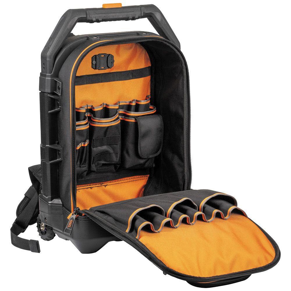 Klein Tools 55604 Rolling Tool Backpack, Tool Bag with 28 Pockets, Heavy Duty Retractable Handle, Large Tool Storage Interior, 3-Inch Wheels - Image 8