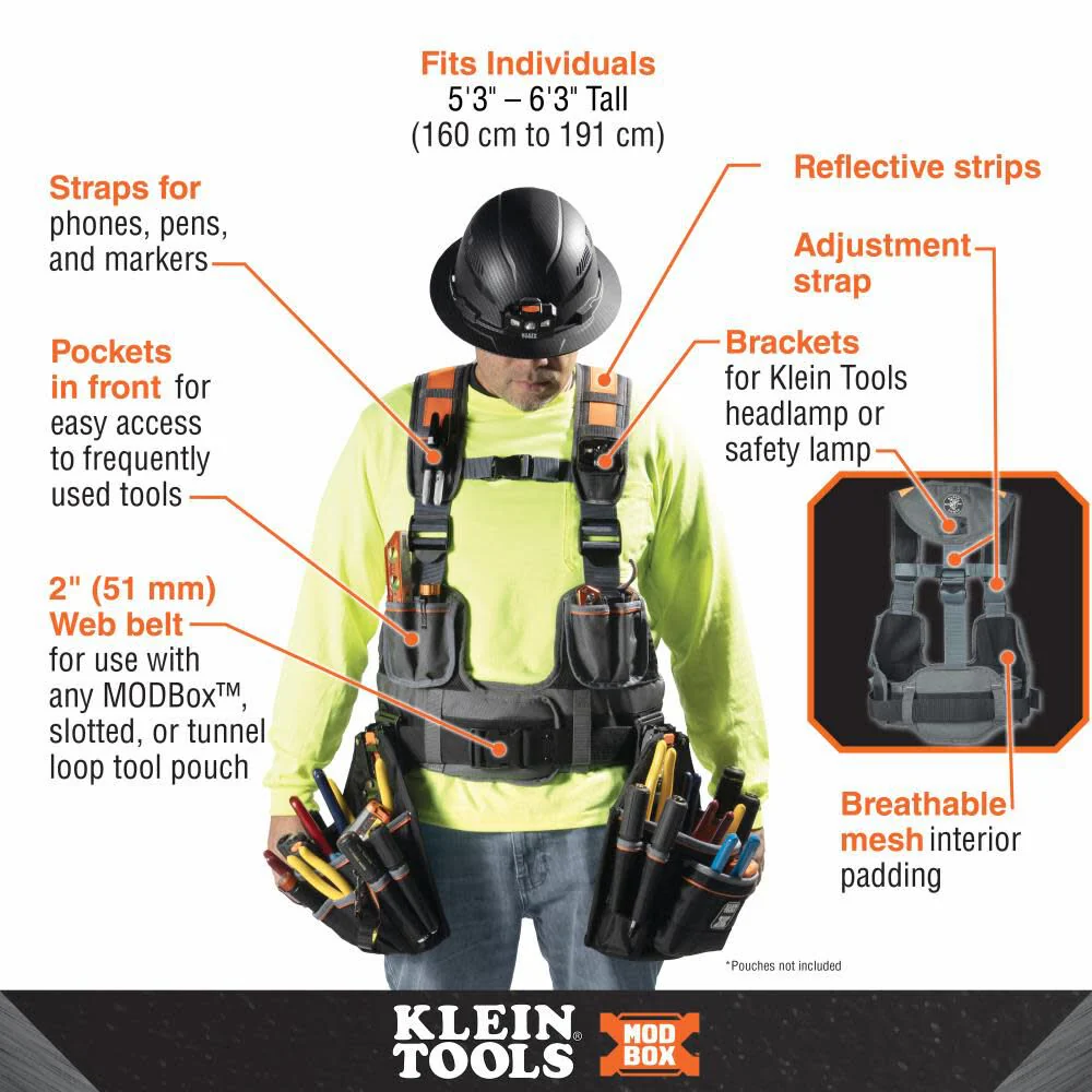 Klein Tools 55828MB MODBox Tool Vest, Fully Adjustable, Padded Comfort Support, Tool Belt Work Vest for Electricians, Carpenters, Construction - Image 2