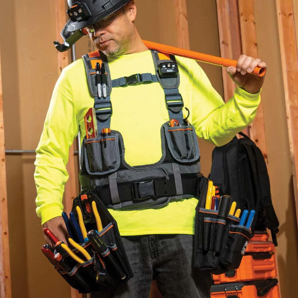 Klein Tools 55829MB Tool Vest with Tool Pouches, Fully Adjustable, Padded Support for Electricians, Carpenters, Construction - Image 4