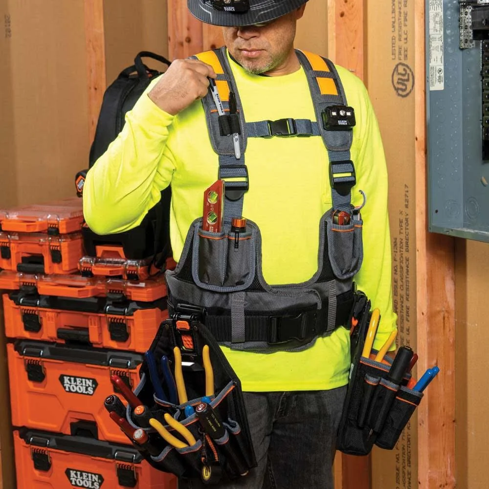 Klein Tools 55829MB Tool Vest with Tool Pouches, Fully Adjustable, Padded Support for Electricians, Carpenters, Construction - Image 5