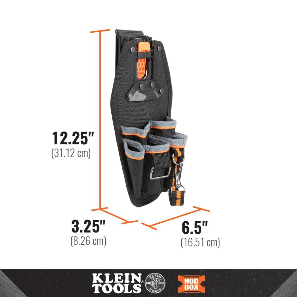 Klein Tools 55830MB MODbox Tool Pouch, 6-Pockets, Electrician Tool Bag, Quickly Attach and Release from Tool Belts and MODBox Rail System - Image 4