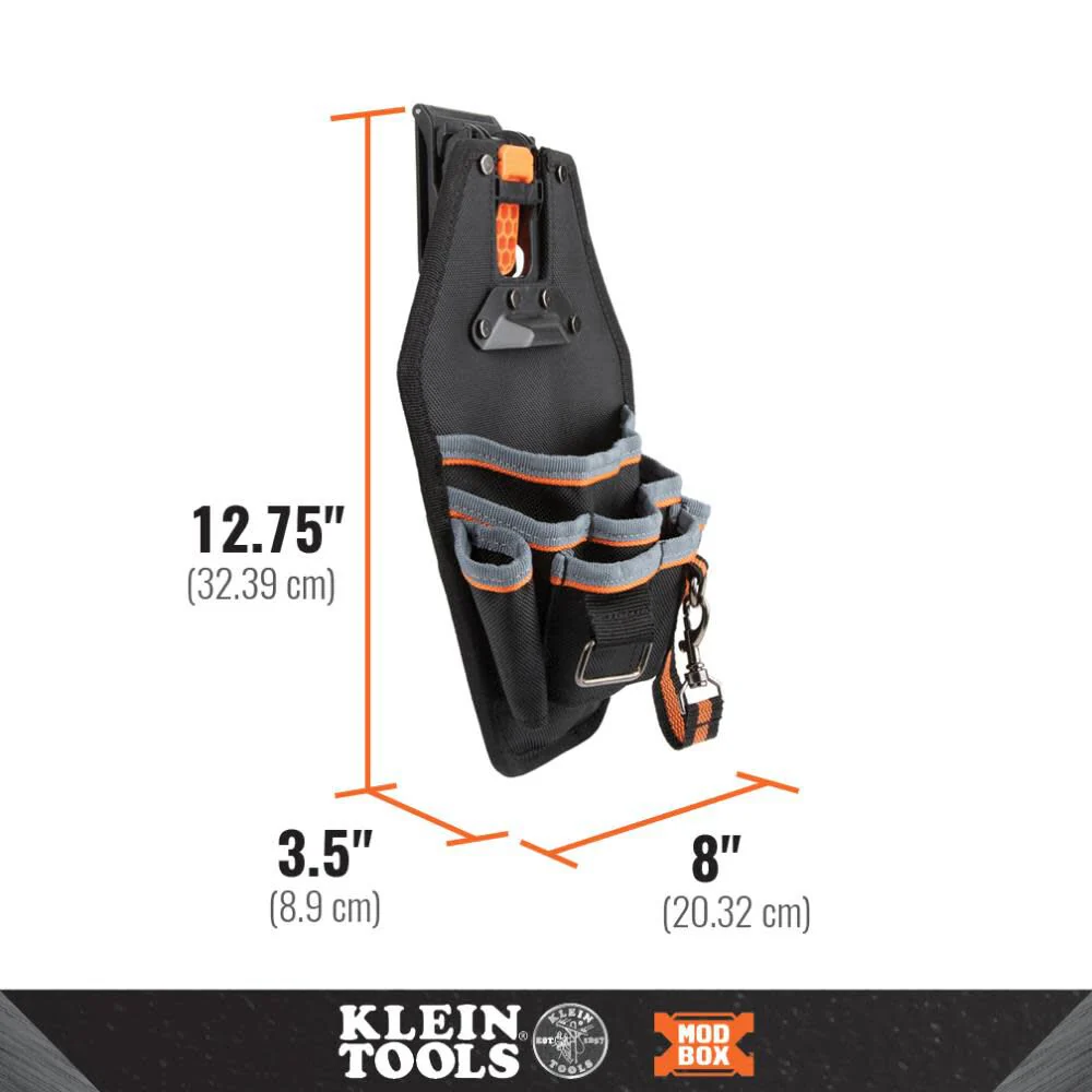 Klein Tools 55832MB MODbox Tool Pouch, 8-Pockets, Electrician Tool Bag, Quickly Attach and Release from Tool Belts and MODBox Rail System - Image 4