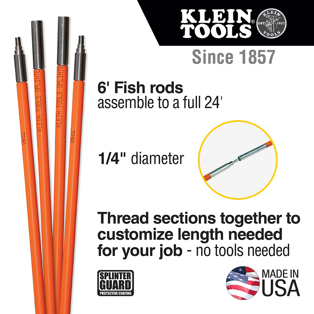 Klein Tools 56324 Lo-Flex Fish Rod Set, 24-Foot - Image 2