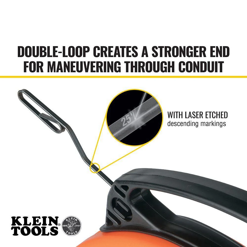 Klein Tools 56331 50-Foot Electrical Fish Tape, Steel Wire Puller with Double Loop Tip, Optimized Housing and Handle, 1/8-Inch - Image 4