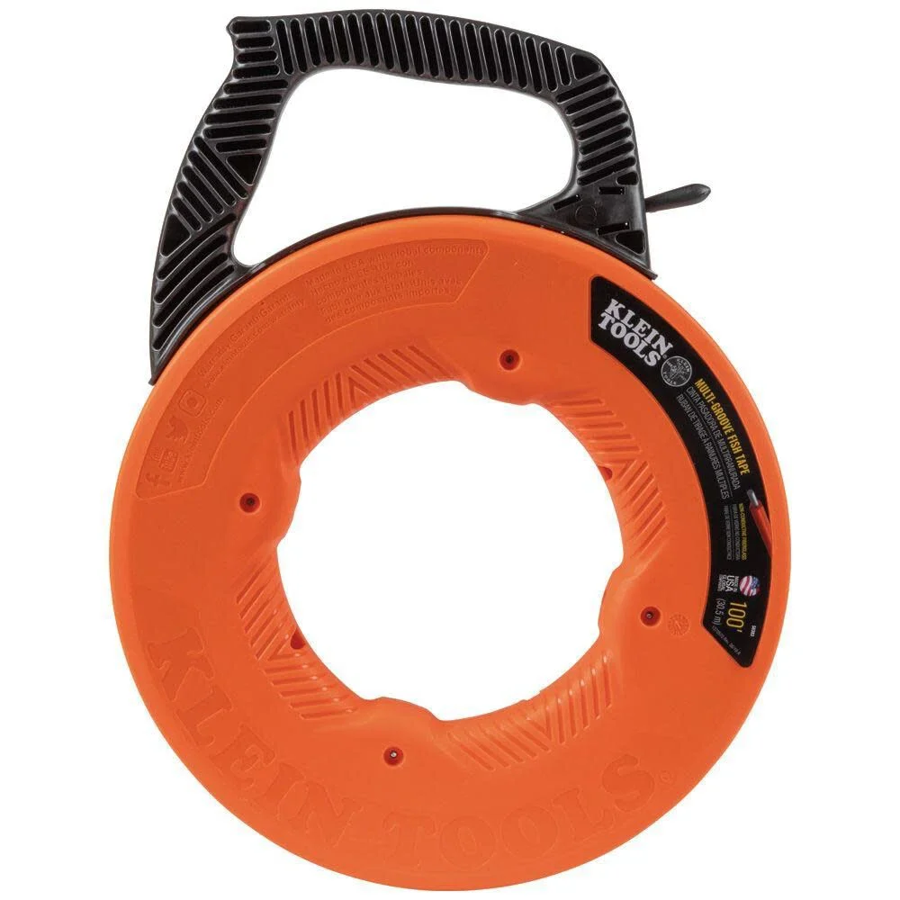 Klein Tools 56383 Non-Conductive 100-Foot Electrical Fish Tape, Multi-Groove Fiberglass Wire Puller with Nylon Tip, Optimized Housing and Handle - Image 8