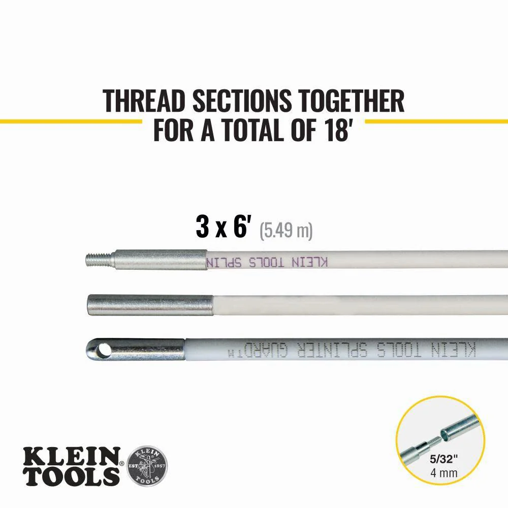 Klein Tools 56418 Hi-Flex Glow Rod Set, 18-Foot, Splinter Guard Coating, Stainless Steel Connectors, Glows in Dark - Image 5