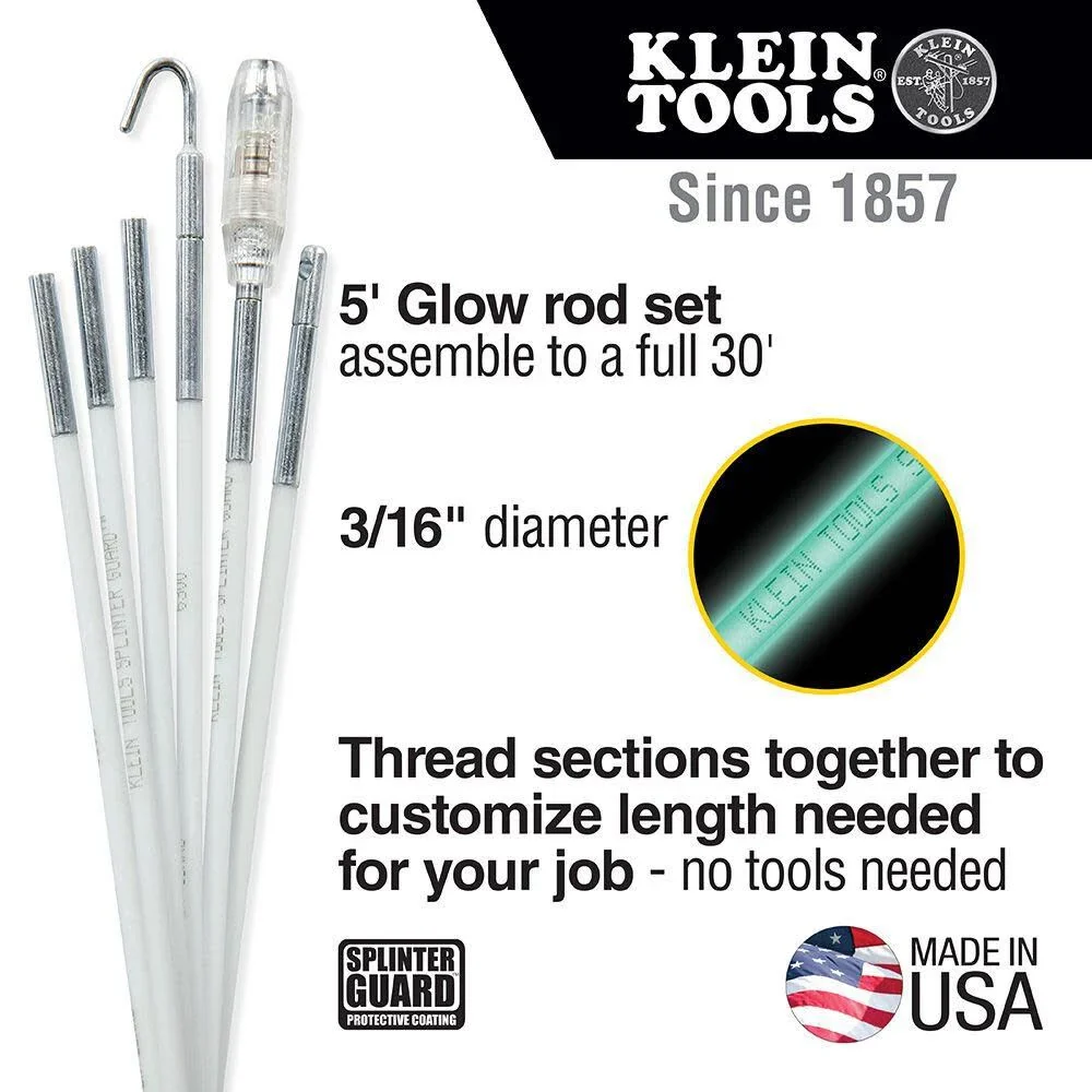 Klein Tools 56430 Glow Fish Rod Set, Wire Puller, 30-Foot - Image 2