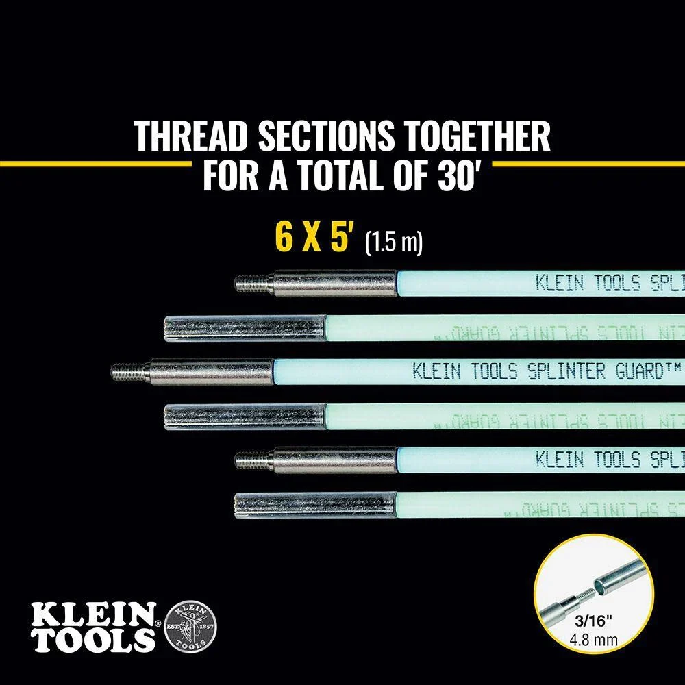 Klein Tools 56430 Glow Fish Rod Set, Wire Puller, 30-Foot - Image 4