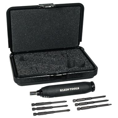 Klein Tools 57032 Screwdriver Set, Made in USA, Torque Screwdriver Kit with Phillips, Slotted, Square Bits, 1/4-Inch Nut Driver, Case Included, 6-Piece