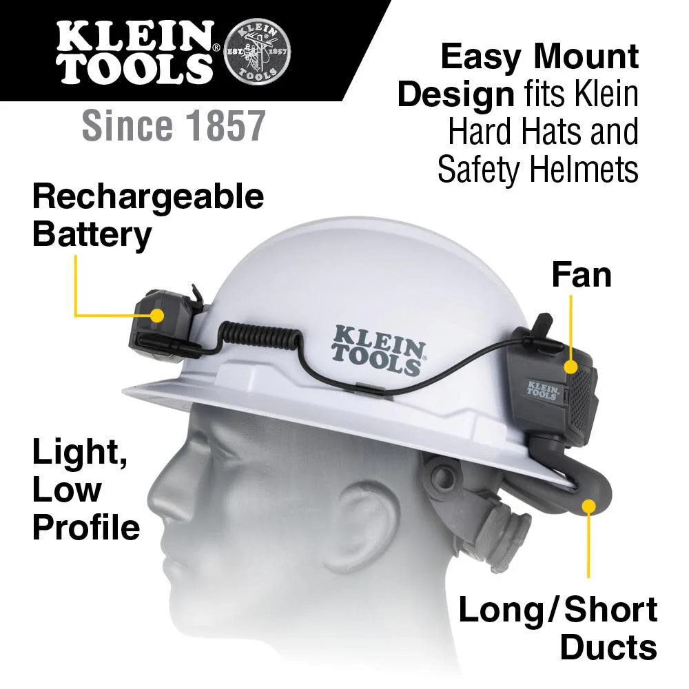 Klein Tools 60155 Portable Cooling Fan for Hard Hats and Safety Helmets, Powered by USB Rechargeable Battery to Cool Head, Neck, and Face - Image 3