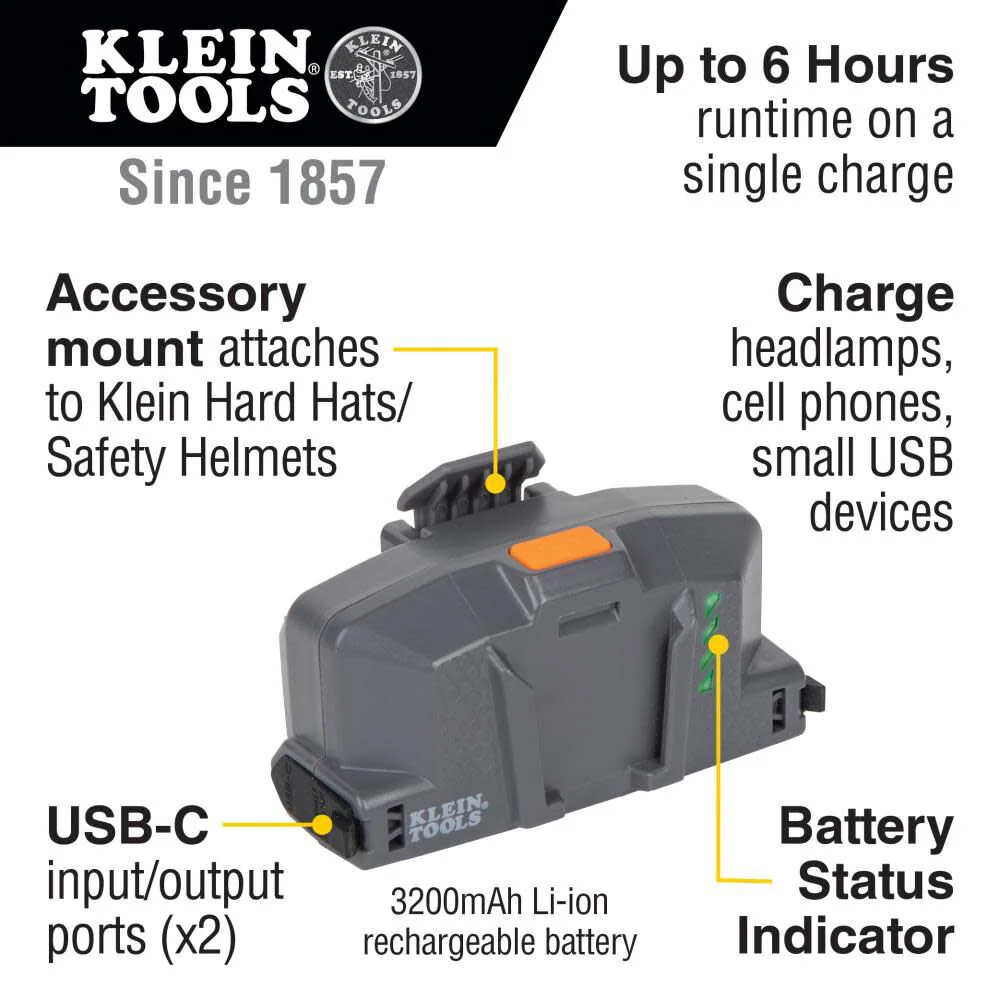 Klein Tools 60155 Portable Cooling Fan for Hard Hats and Safety Helmets, Powered by USB Rechargeable Battery to Cool Head, Neck, and Face - Image 4