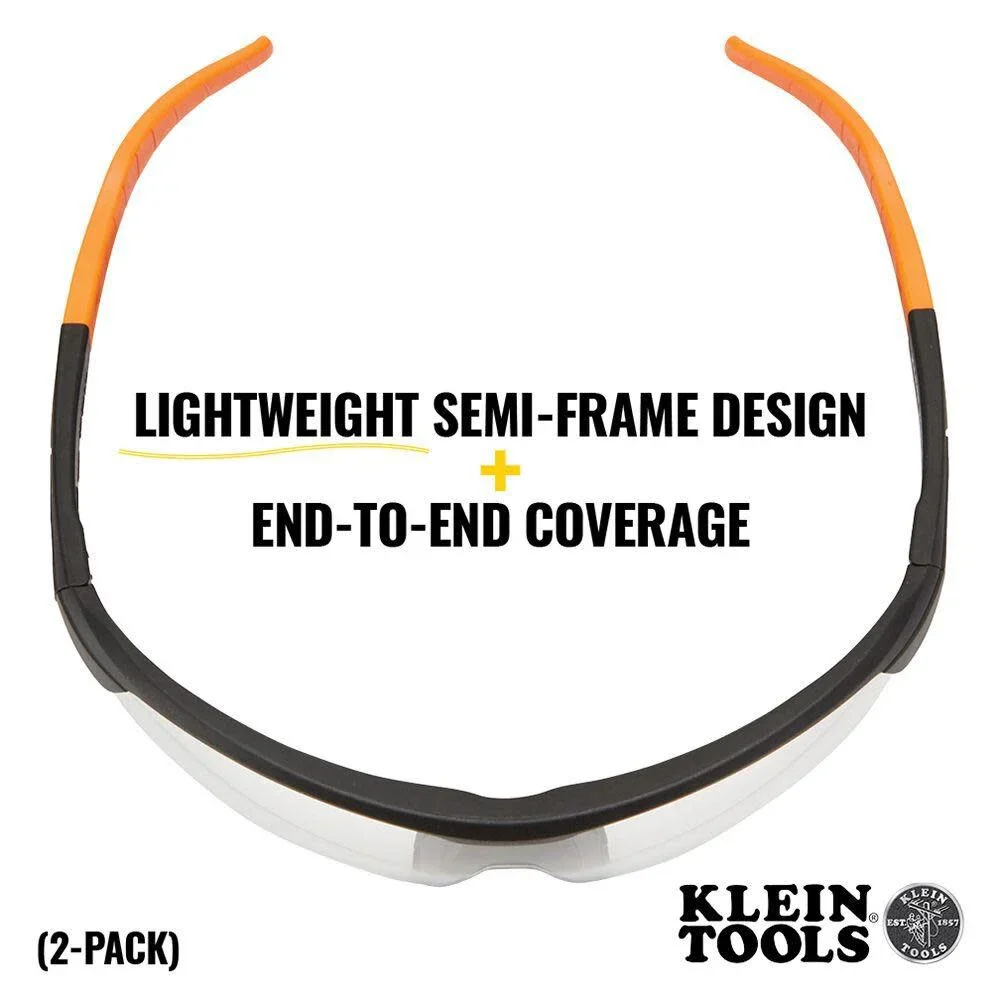 Klein Tools 60171 Safety Glasses, PPE Protective Eyewear with Semi Frame, Scratch Resistant and Anti-Fog, Clear Lens, 2-Pack - Image 4