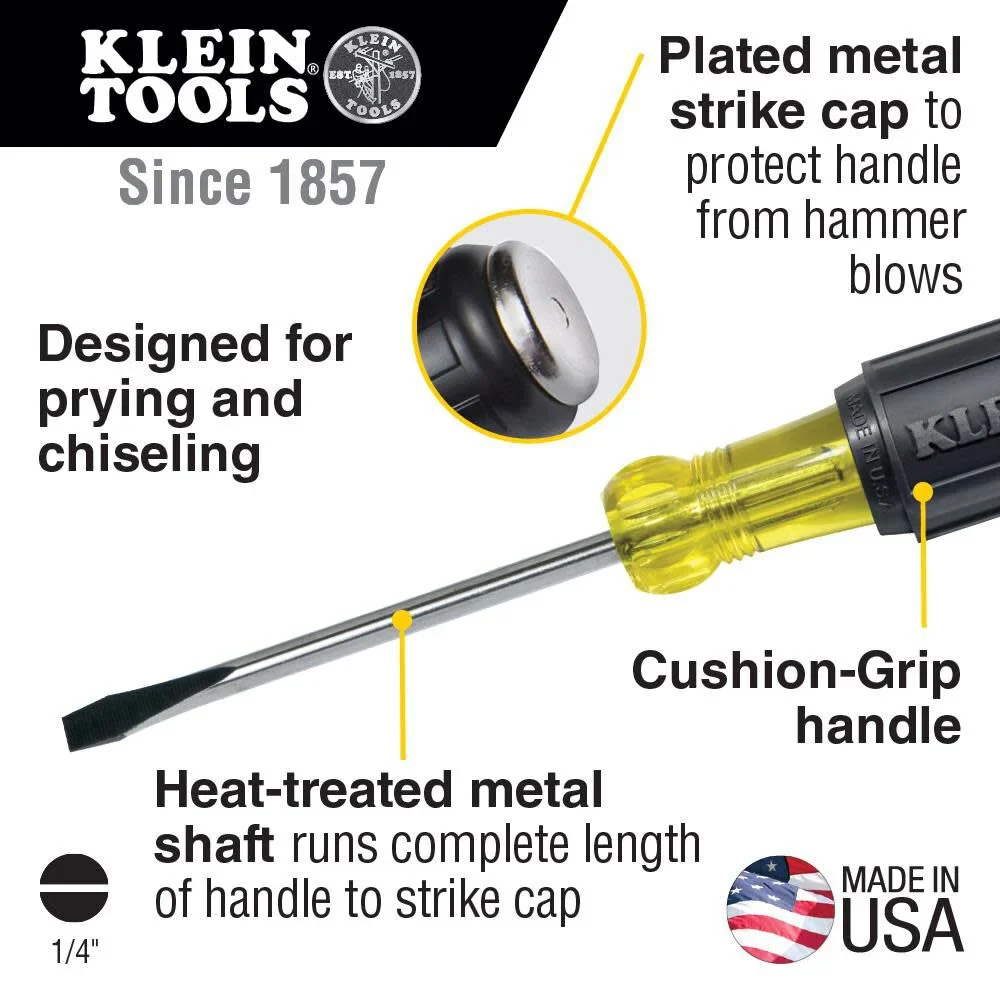 Klein Tools 602-4DD Demolition Driver with Keystone Tip and 4-Inch Shank, Made in USA, Made in USA - Image 2