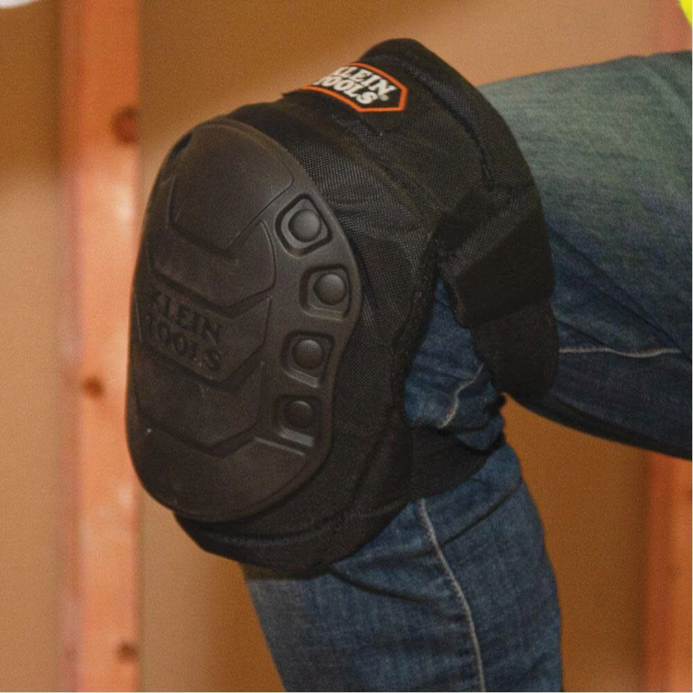 Klein Tools 60344 Knee Pads, Hinged Gel Knee Pads with Slip Resistant Rubber Caps, Quick-Release Clips and Adjustable Straps, Black - Image 7