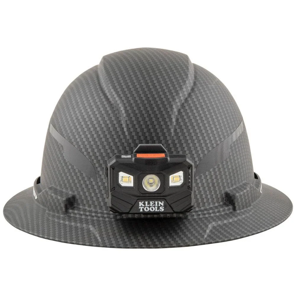 Klein Tools 60346 Hard Hat, Non-Vented Full Brim, Class E, Premium KARBN Pattern, Rechargeable Lamp, Padded Sweat-Wicking Sweatband, Top Pad - Image 4