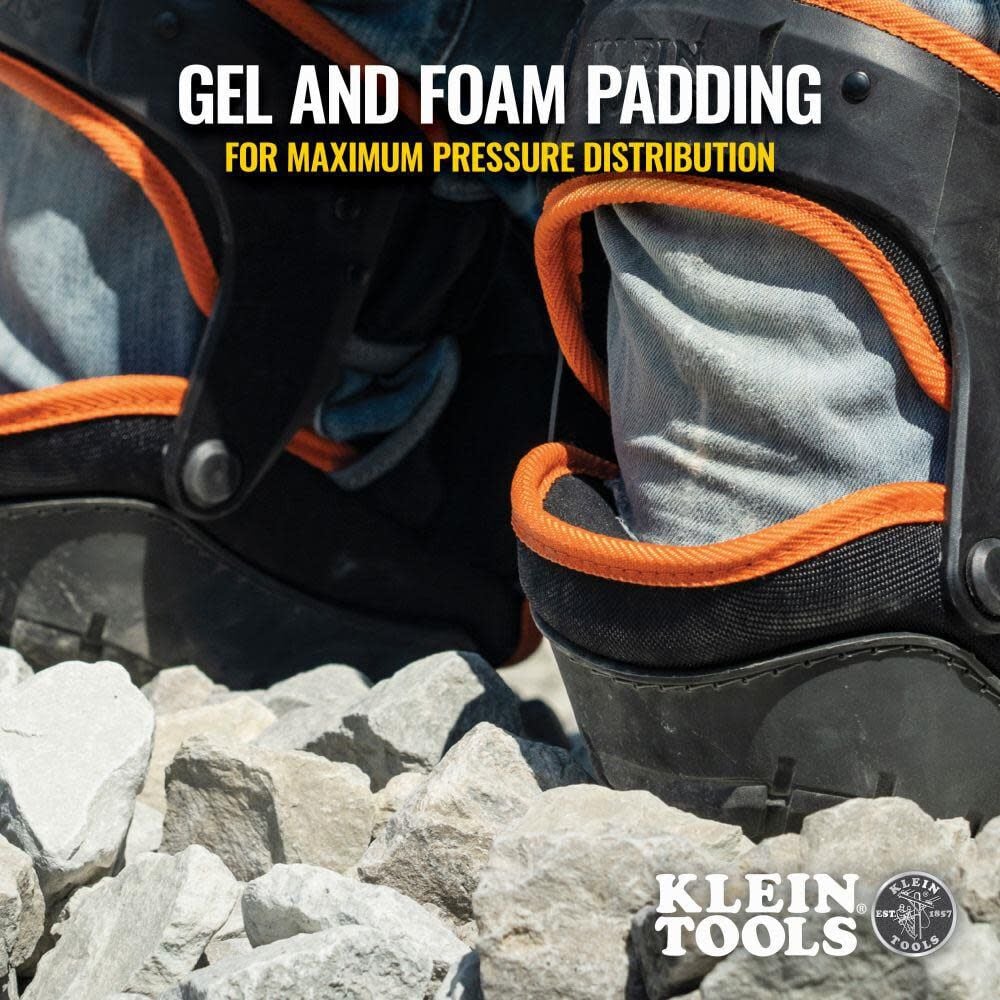 Klein Tools 60491 Hinged Knee Pads, Heavy Duty Gel Foam Protective Knee Pads with Quick-Fasten Buckle and Thigh Strap, Black - Image 3