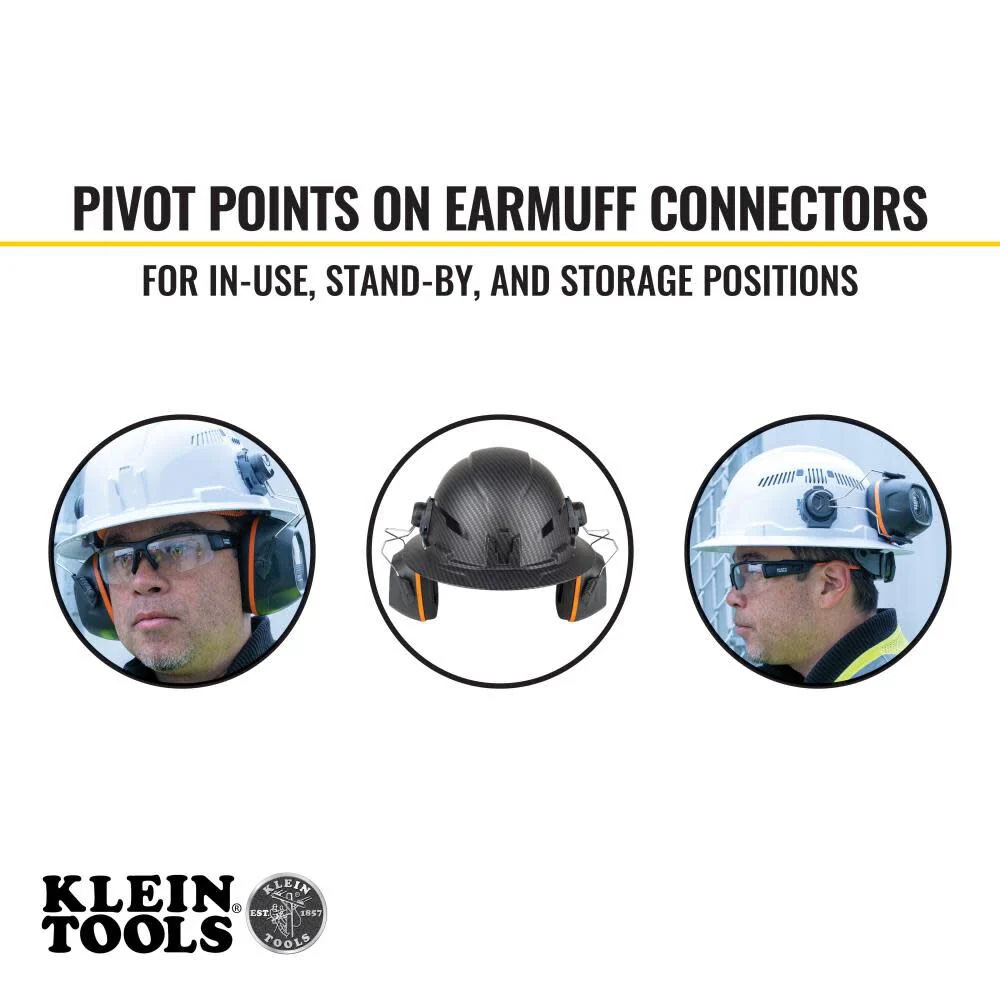 Klein Tools 60502 Earmuffs, Full Brim Hard Hat Attachment, 26dB Noise Protection, for Construction, Manufacturing, Maintenance, Woodworking - Image 3