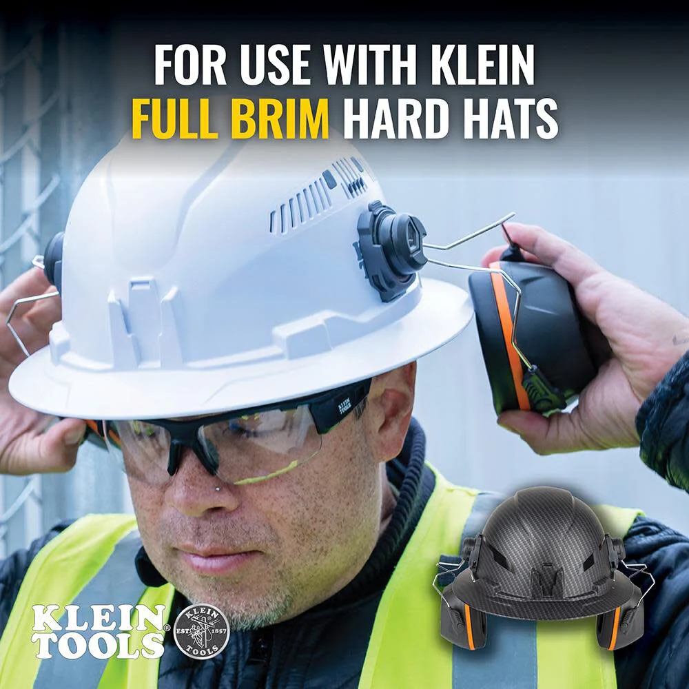 Klein Tools 60502 Earmuffs, Full Brim Hard Hat Attachment, 26dB Noise Protection, for Construction, Manufacturing, Maintenance, Woodworking - Image 6