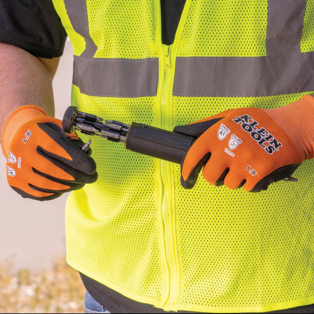 Klein Tools 60579 Work Gloves, Knit Dipped Cut Resistant ANSI A1 Nitrile Coated Gloves, Nylon-Spandex, Touchscreen Capable, Small, 2-Pair - Image 6