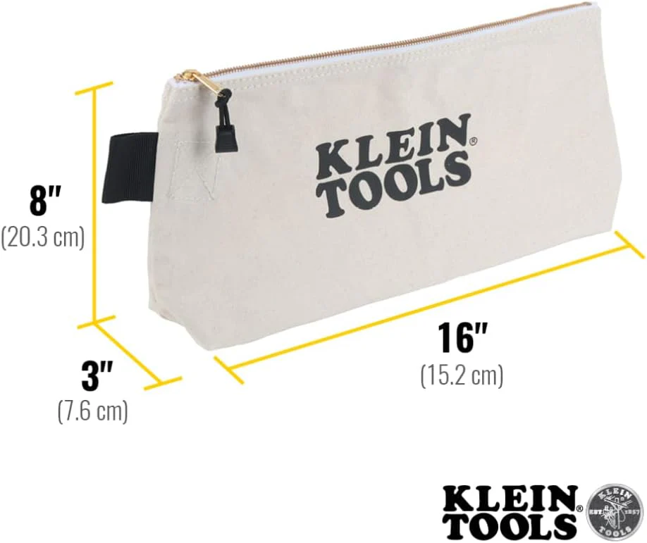 Klein Tools 62042 Zipper Bag, Extra-Long Canvas Tool Pouch, 16-Inch, Natural - Image 3