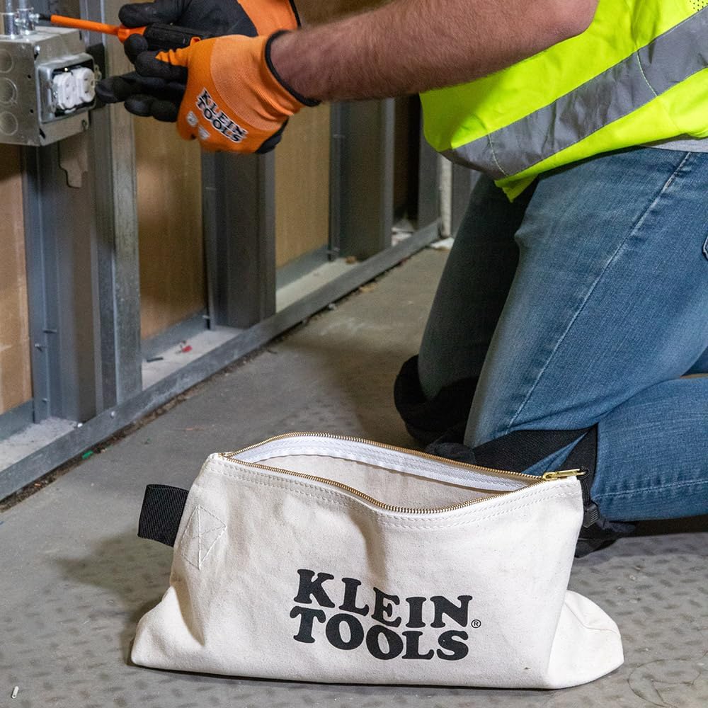 Klein Tools 62042 Zipper Bag, Extra-Long Canvas Tool Pouch, 16-Inch, Natural - Image 5