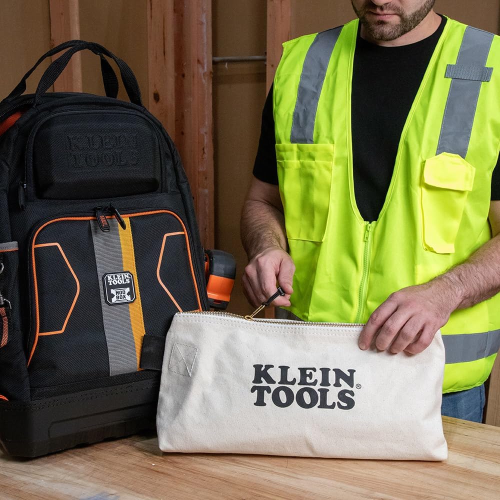 Klein Tools 62042 Zipper Bag, Extra-Long Canvas Tool Pouch, 16-Inch, Natural - Image 7