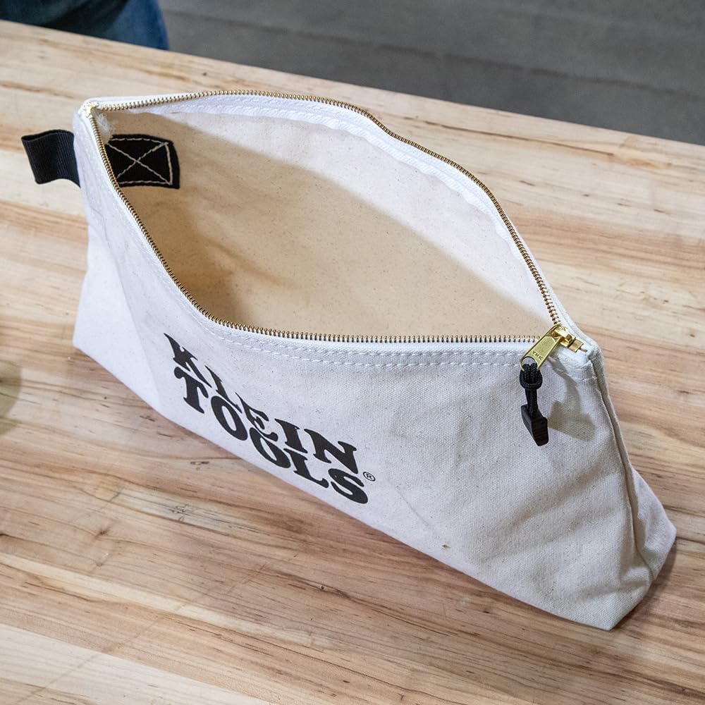 Klein Tools 62042 Zipper Bag, Extra-Long Canvas Tool Pouch, 16-Inch, Natural - Image 8