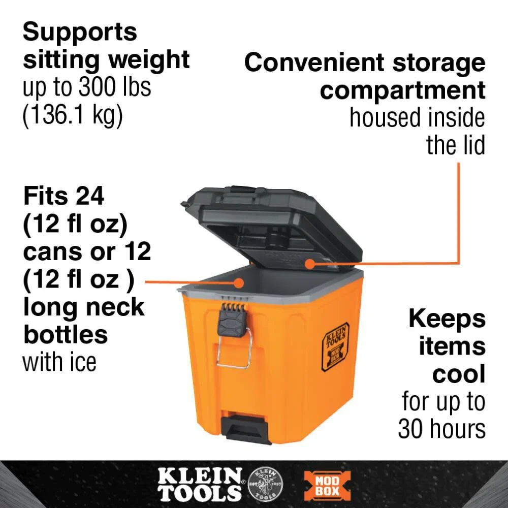 Klein Tools 62204MB MODbox Cooler, 17-Quart Insulated Cooler, Holds 24 Cans, Keeps Cool 30 Hours, Connects to MODbox Mobile Workstation - Image 2