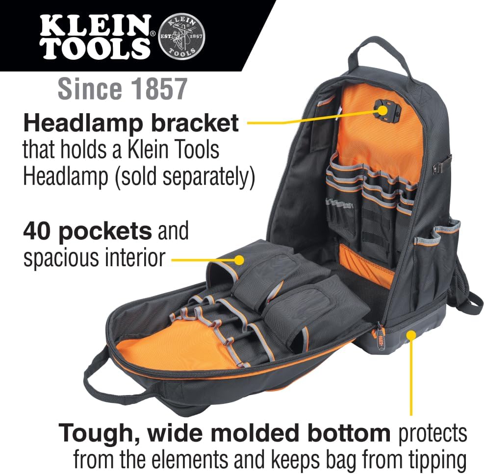 Klein Tools 62800BP Tradesman Pro XL Tool Bag Backpack, 40 Pockets - Image 2