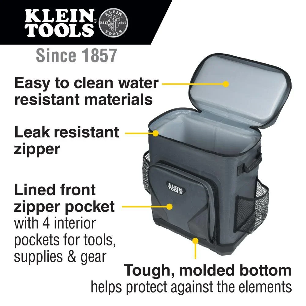 Klein Tools 62810BPCLR Cooler Backpack, 30 Cans Insulated Backpack Cooler, Rugged Bottom, Ideal for Jobsite, Hunting, Camping or Beach - Image 2