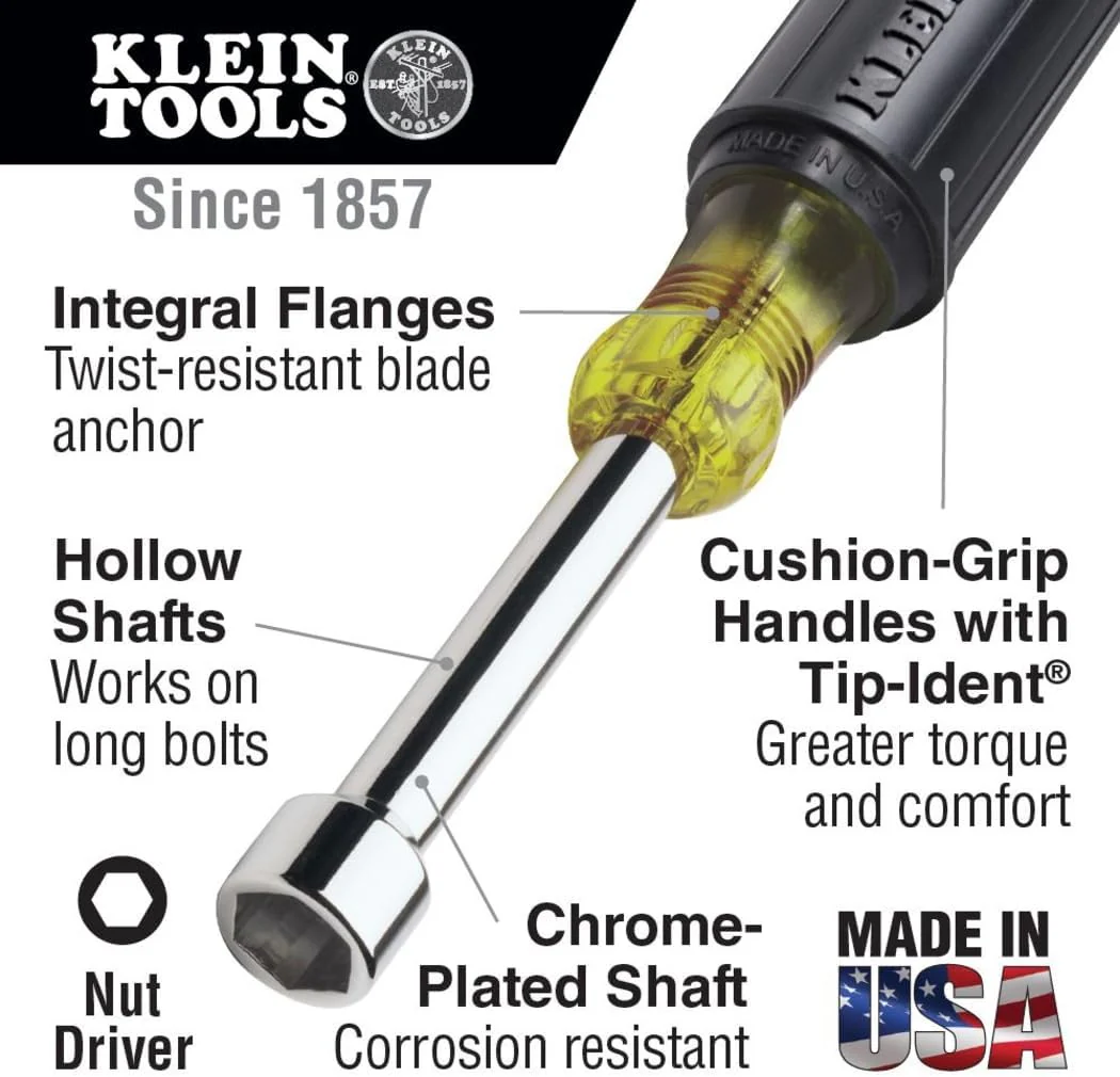 Klein Tools 630-1/4 1/4-Inch Nut Driver 3-Inch Shaft Cushion-Grip - Image 2