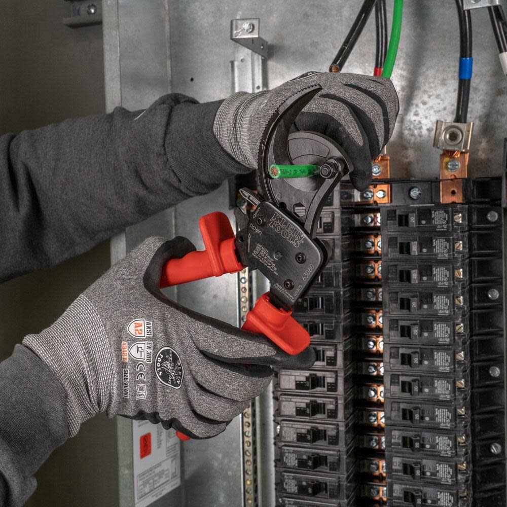 Klein Tools 63060 Cable Cutters, Ratcheting Heavy Duty Cutters for Up to 750 MCM, Great for Cable Preparation - Image 4