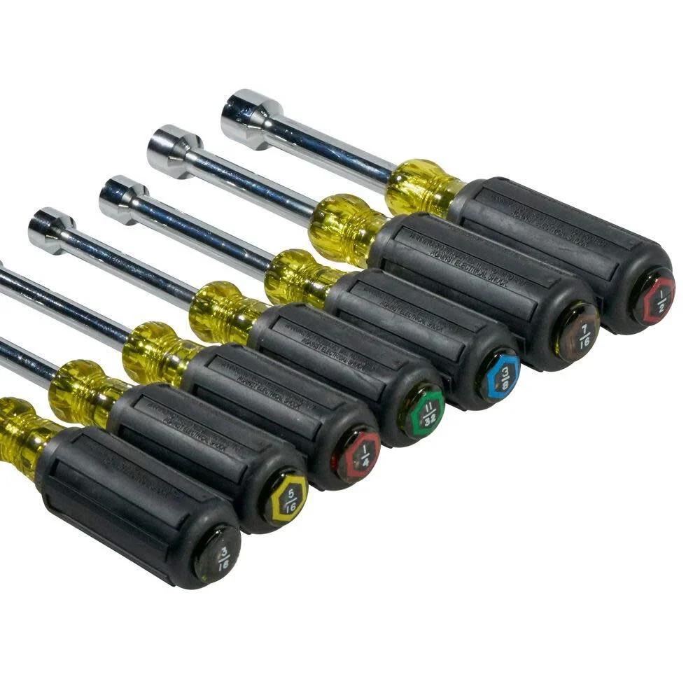 Klein Tools 631 Tool Set, Made in USA, Nut Driver Set w/Hex Nut Sizes 3/16, 1/4, 5/16, 11/32, 3/8, 7/16 and 1/2-Inch on 3-Inch Full Hollow Shaft, 7-Piece - Image 9