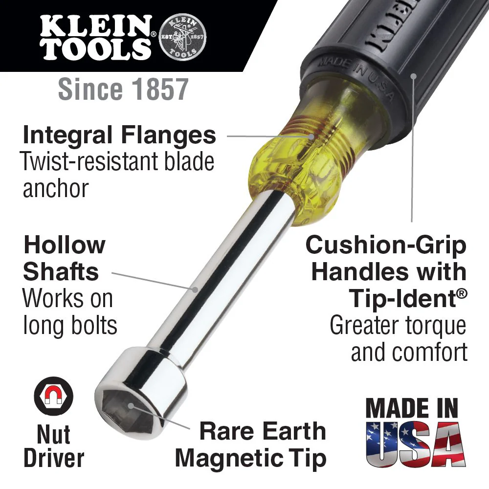 Klein Tools 646M Nut Driver Set, Magnetic Nut Drivers, 6-Inch Shafts, 2-Piece - Image 2