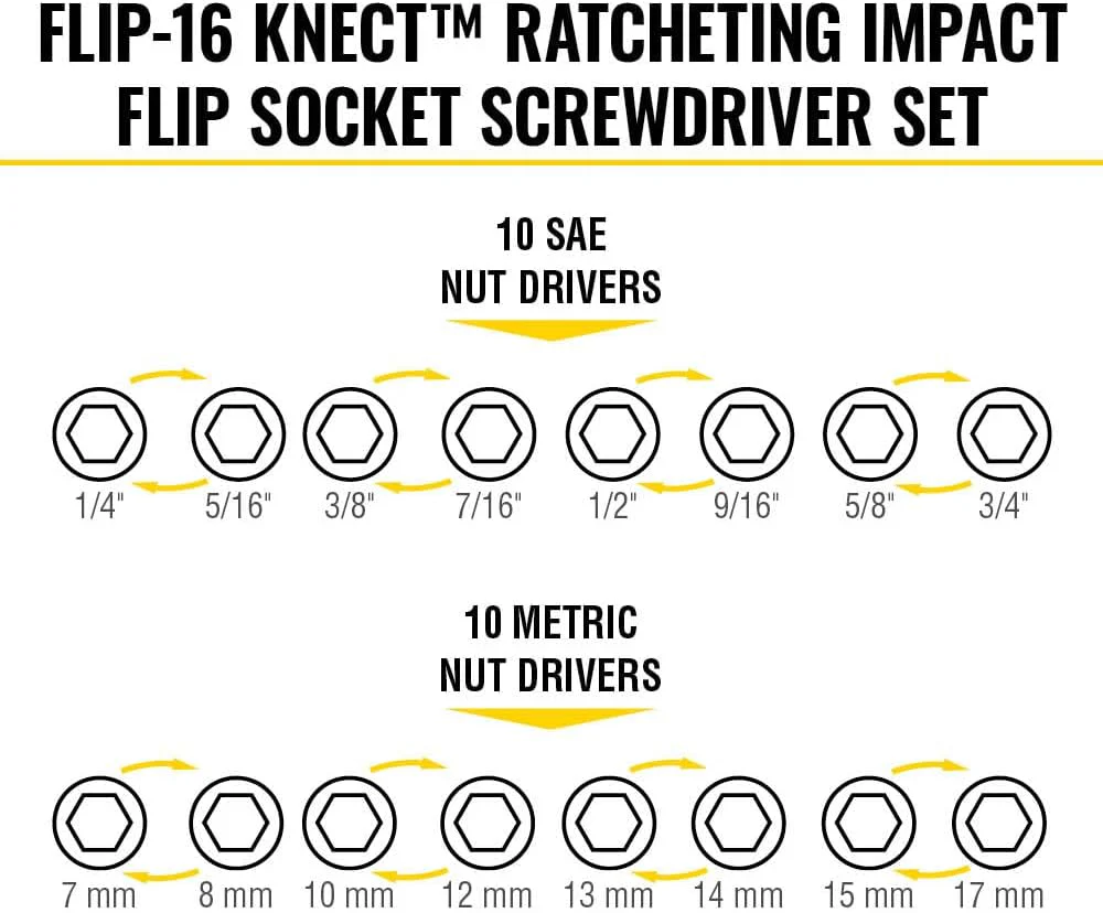 Klein Tools 65242 Flip-16 KNECT Ratcheting Impact Flip Socket Screwdriver Set - Image 3