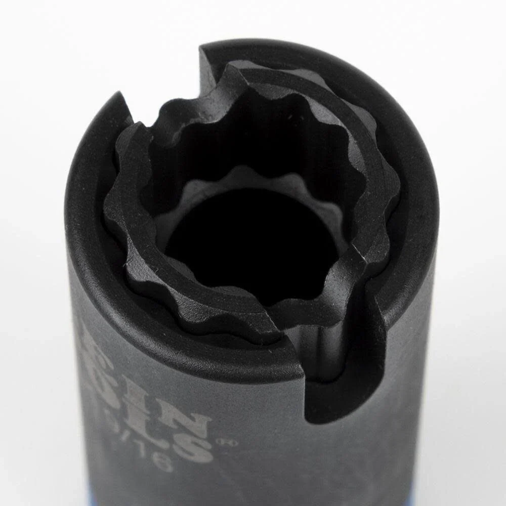 Klein Tools 66031 3-in-1 Slotted Impact Socket, 12-Point Deep Sockets, Coaxial Spring Loaded, 3/4 and 9/16-Inch Hex Sizes, 1/2-Inch Drive - Image 6