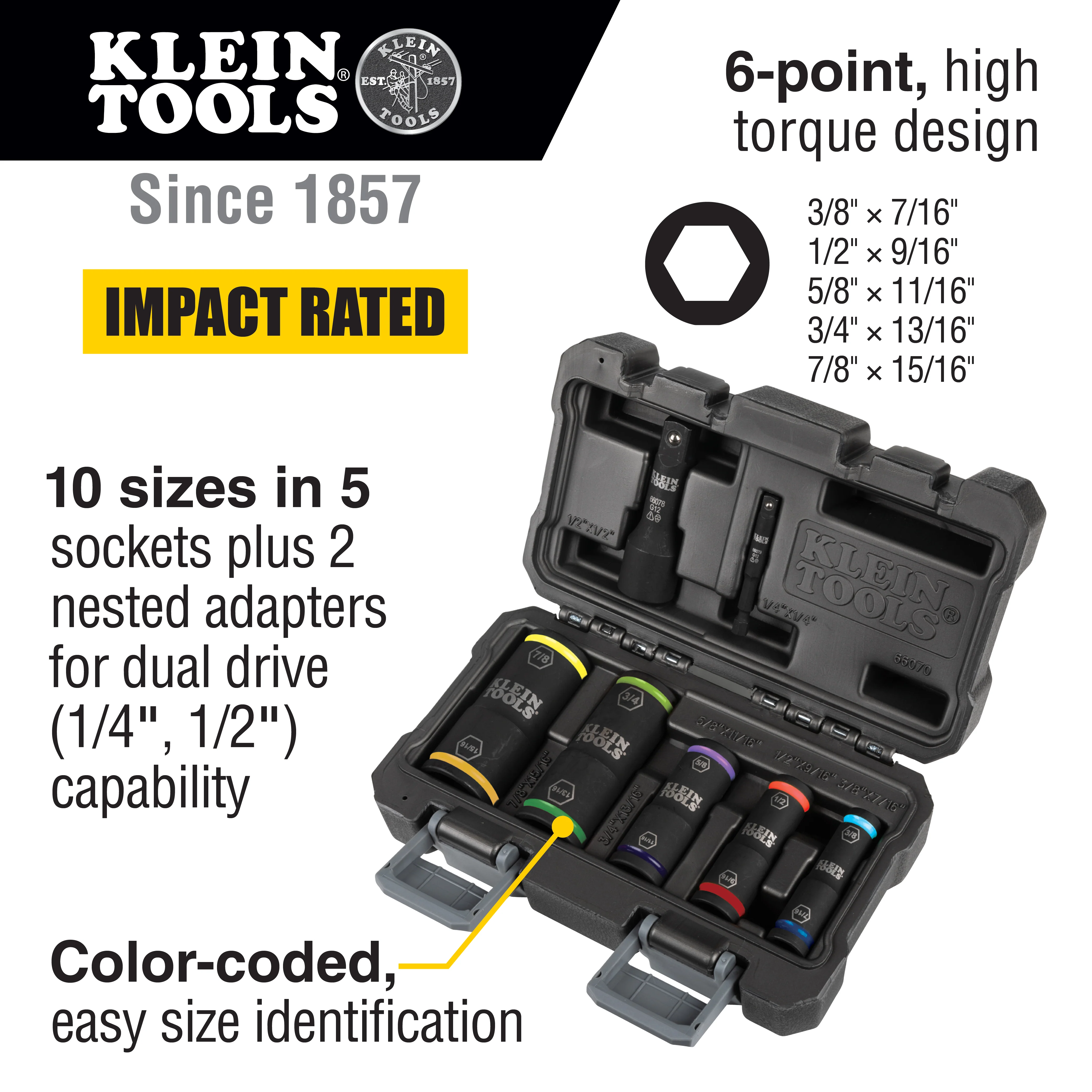 Klein Tools 66070 Flip Impact Socket Set, 7-Piece - Image 2
